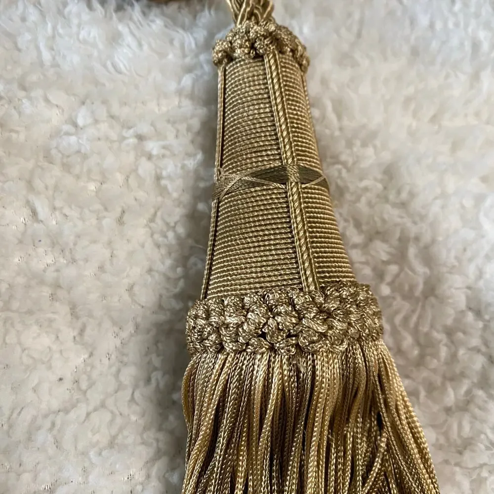 Vintage Yellow/Brown/Green Curtain Tie-Back Twisted Rope Two Tassels- 10
